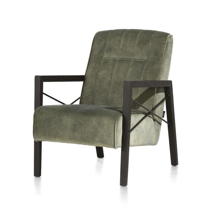 Northon, Fauteuil Met Houten Arm Vintage Clay / White / Black