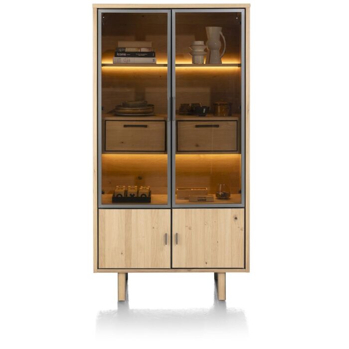 Shimanto, Vitrine 2-Glasdeuren + 2-Deuren + 2-Laden (+ LED)