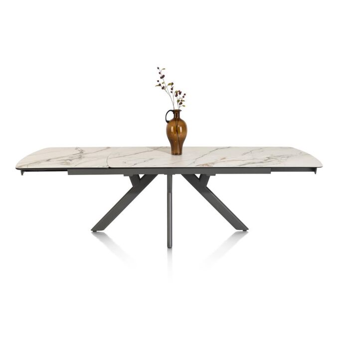 Vegas, Uitschuiftafel 170 (+ 60) X 100 Cm - Keramiek Op Glas - Wit