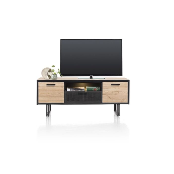 Avalon, Lowboard 150 Cm - 2-Deuren + 1-Lade + 1-Niche (+ LED) - Natural