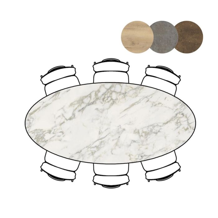Eetkamertafel Masura Ellips 220x105 Cm Wit