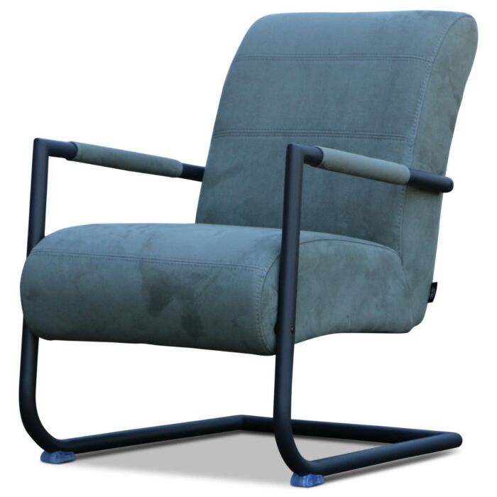 H&H Industriële Fauteuil Angelica Zwart Frame Blauw