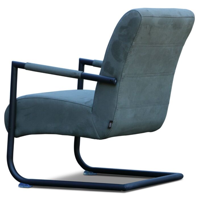 H&H Industriële Fauteuil Angelica Zwart Frame Blauw