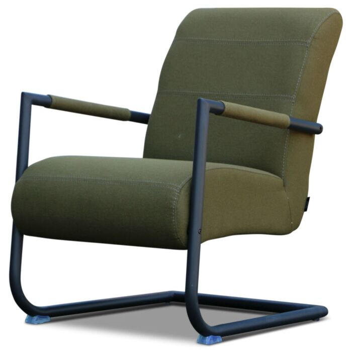 H&H Industriële Fauteuil Angelica Zwart Frame Groen