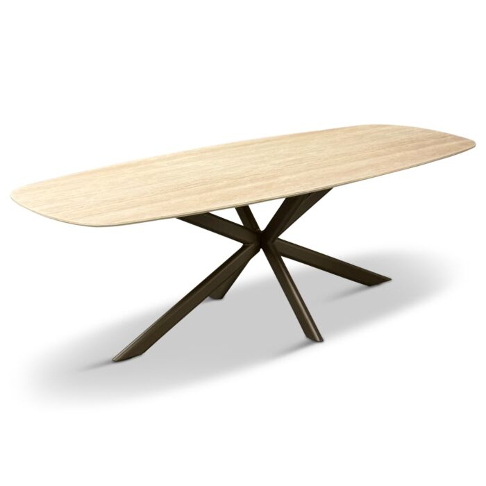 Eettafel Roxy Travertin Look Poot Anodic Brown 