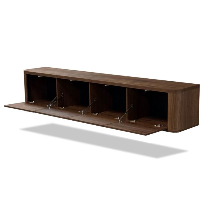 Zwevend TV-Meubel Ohau Rond Noten 215cm