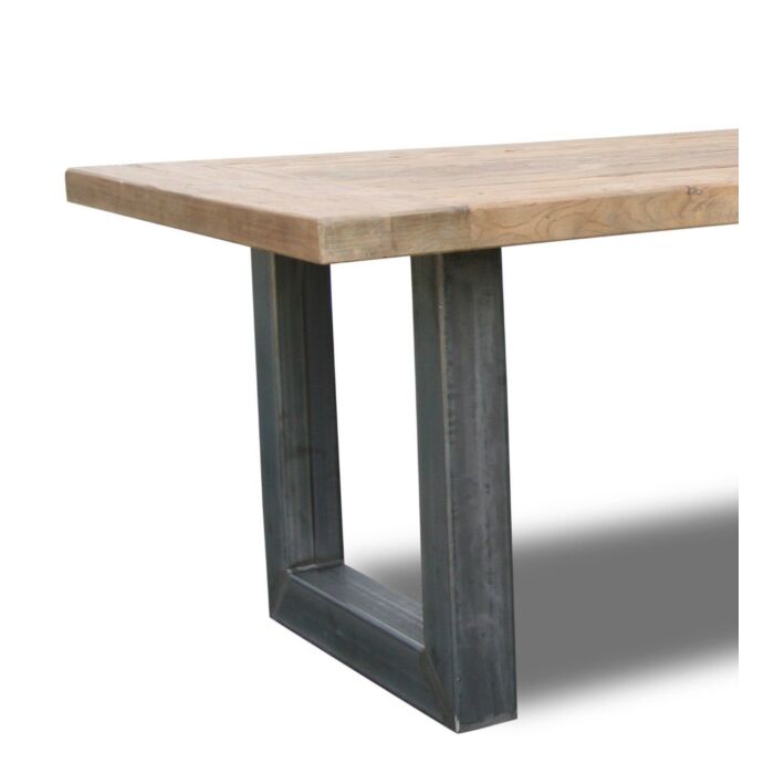 Tafel Liv Robuust Teak Met Oud Metalen Onderstel 