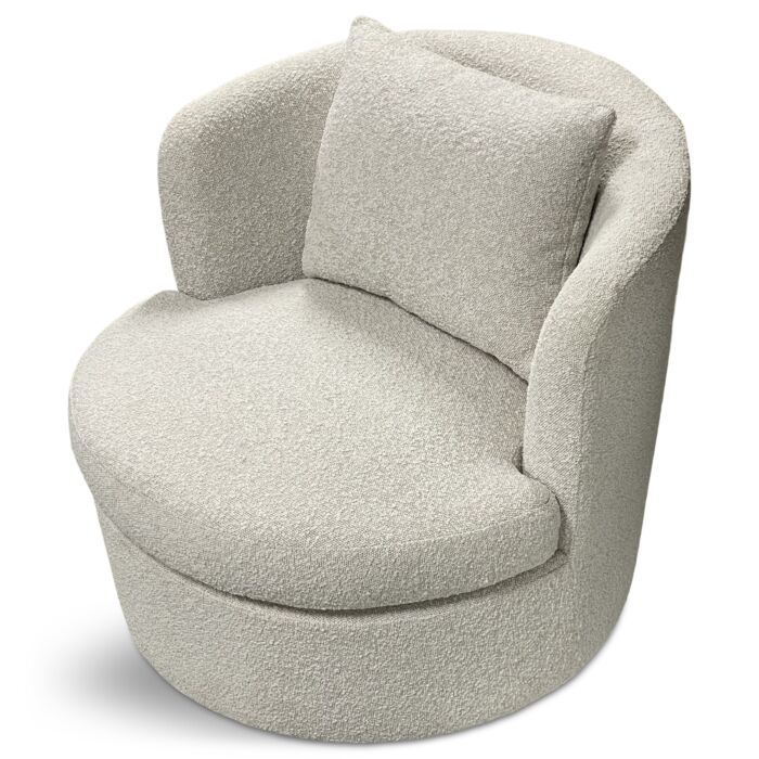 Draaibare Lounge Fauteuil Desiree Bouclé White Zand