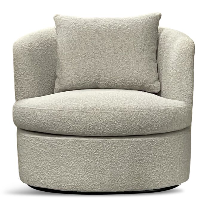 Draaibare Lounge Fauteuil Desiree Bouclé White Zand