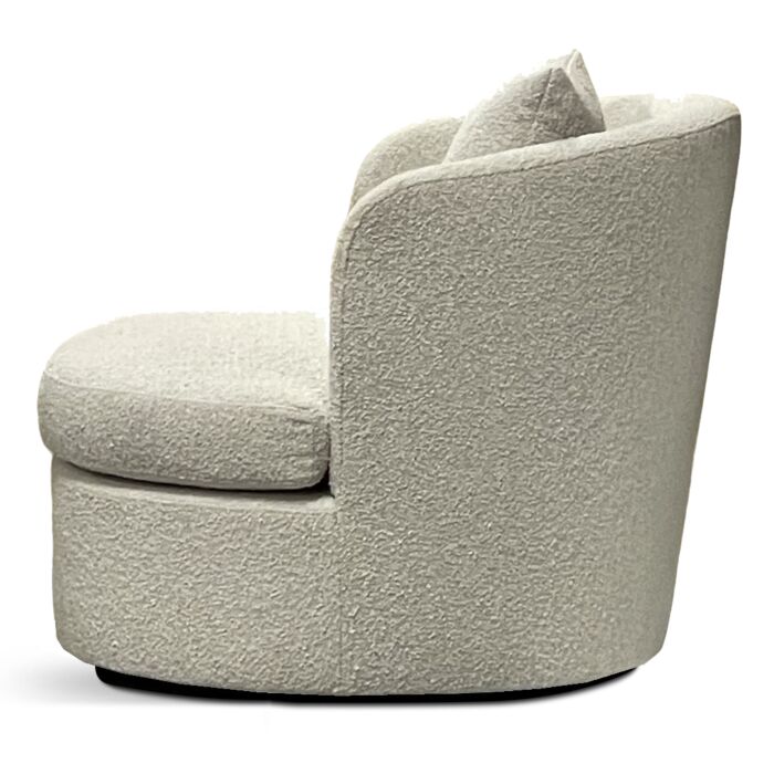 Draaibare Lounge Fauteuil Desiree Bouclé White Zand