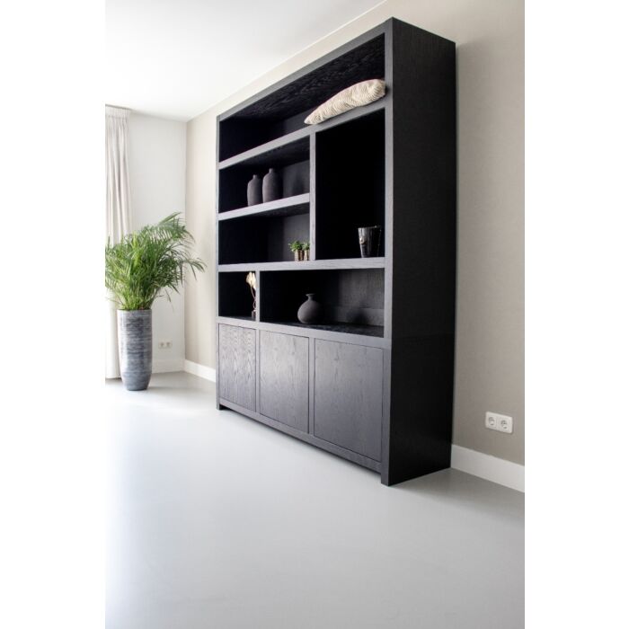 Boekenkast Diamond Zwart 180cm Eiken
