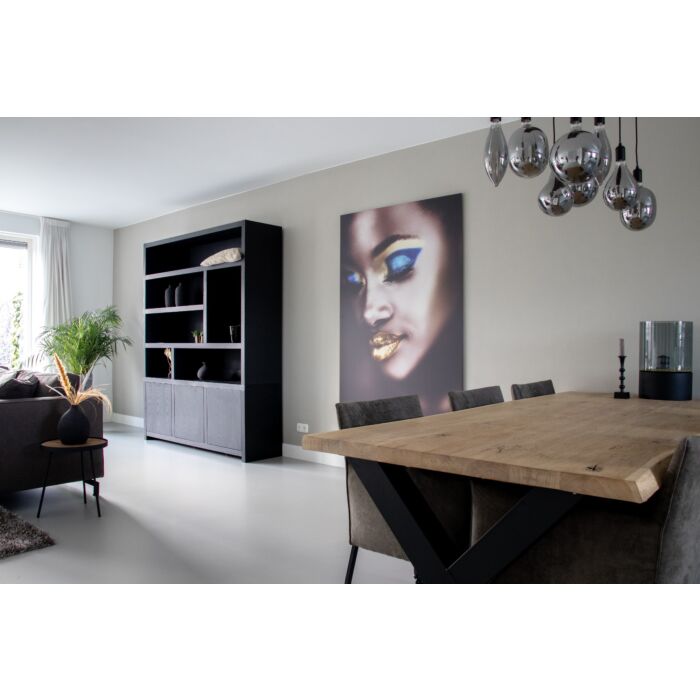 Boekenkast Diamond Zwart 180cm Eiken