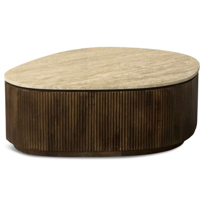 Organische Salontafel Swell Travertine en Mangohout