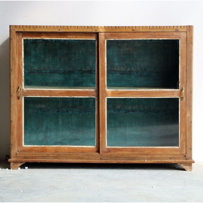 Kast Almirah Oud Hout Met Glas