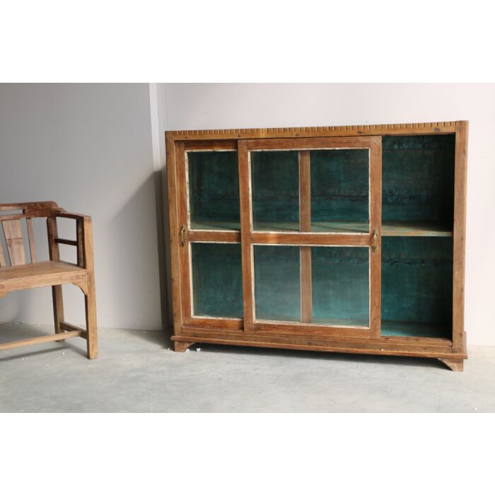 Kast Almirah Oud Hout Met Glas 