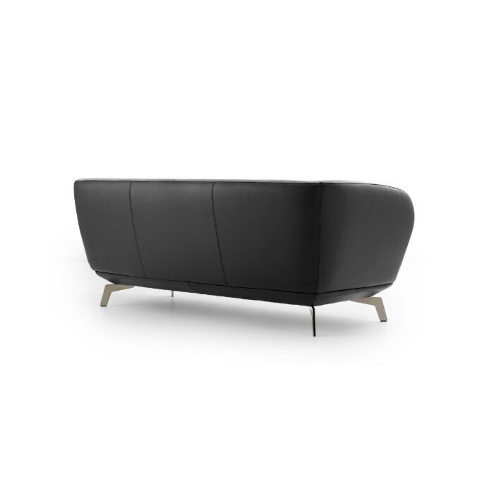 3-Zitsbank Flint  Zwart Leer