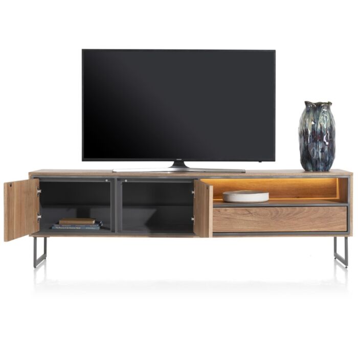 Lowboard Trapani 200 Cm - 2-Deuren + 1-Lade + 1-Niche (+ LED)