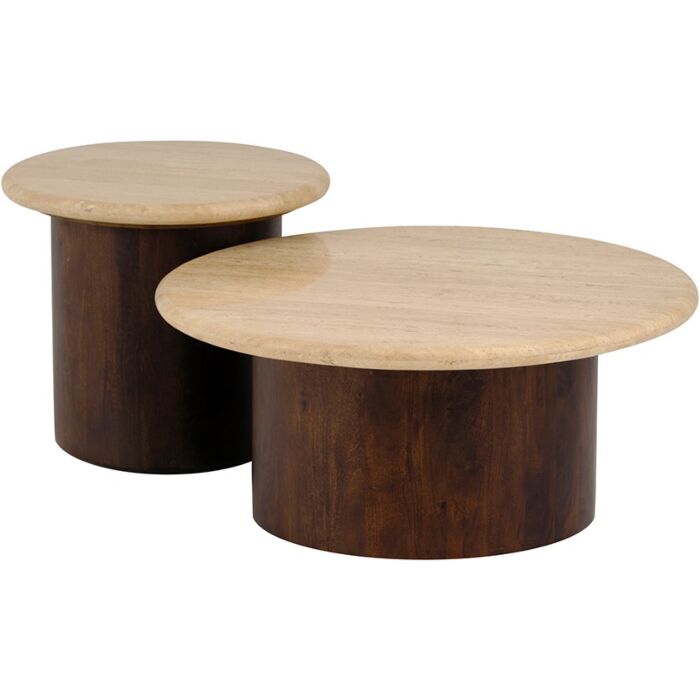 Salontafel New York Ø78cm Mangohout Travertine 
