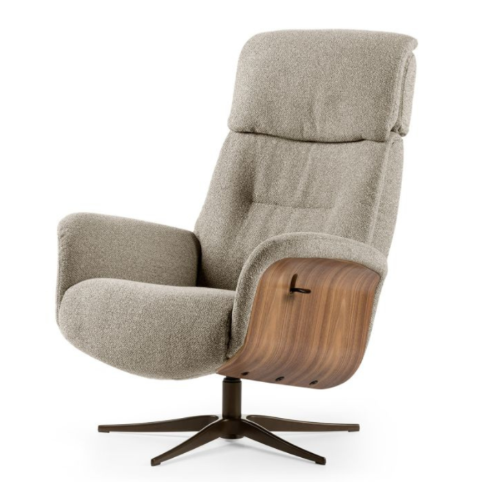 Relaxfauteuil Milas licht bruin onderstel anodic brown