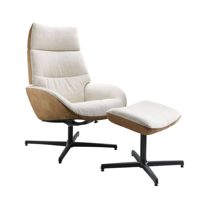 Fauteuil Erola beige bruin microleder
