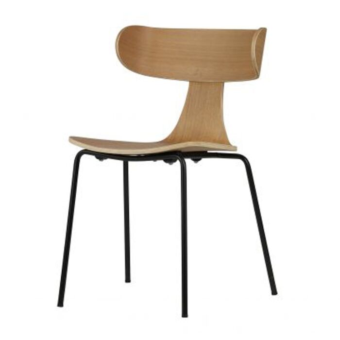 FORM HOUTEN STOEL MET METALEN POOT NATUREL
