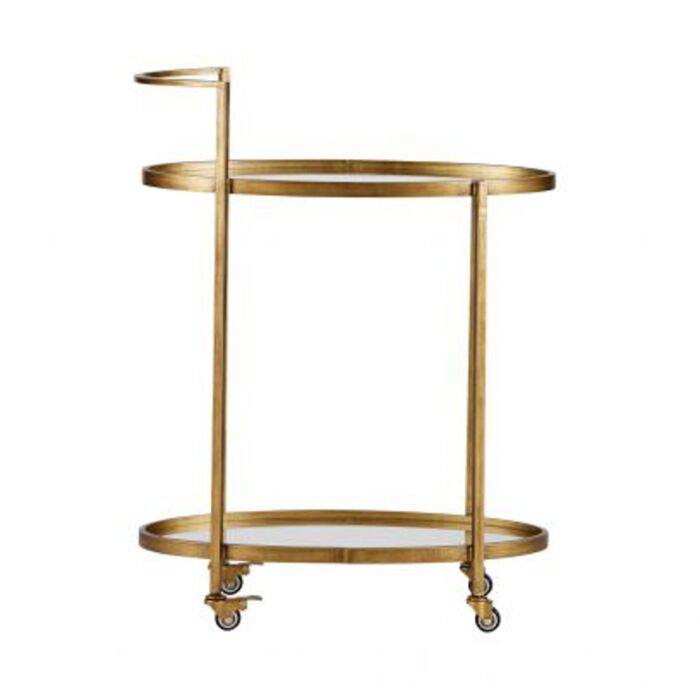 PUSH TROLLEY METAAL ANTIQUE BRASS