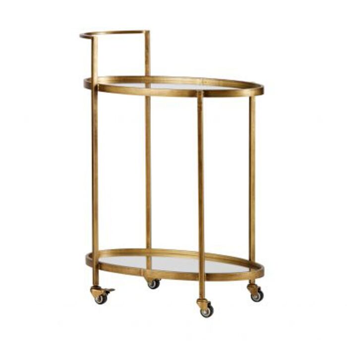 PUSH TROLLEY METAAL ANTIQUE BRASS
