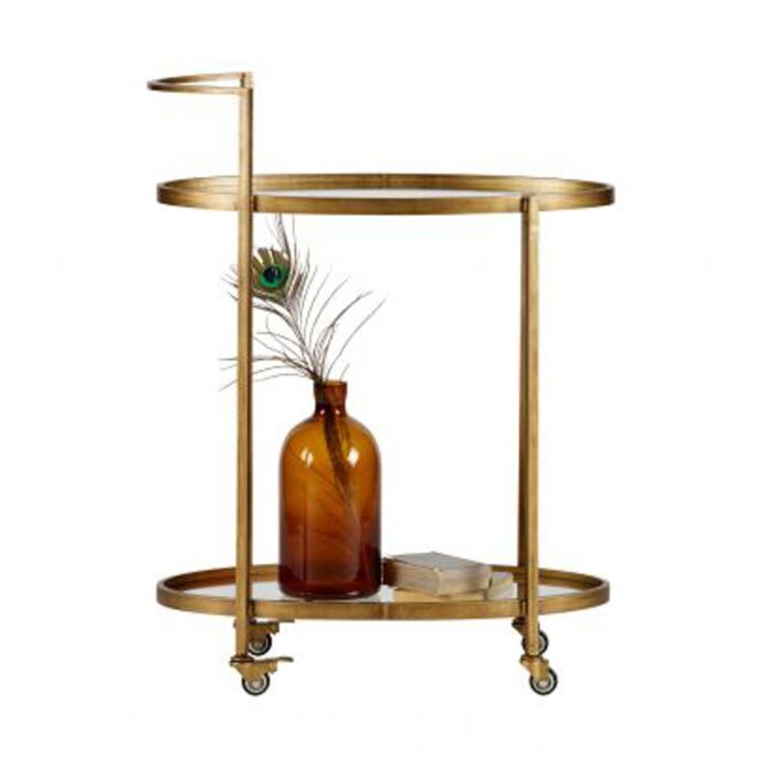 PUSH TROLLEY METAAL ANTIQUE BRASS
