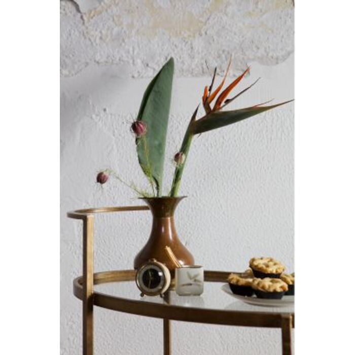 PUSH TROLLEY METAAL ANTIQUE BRASS