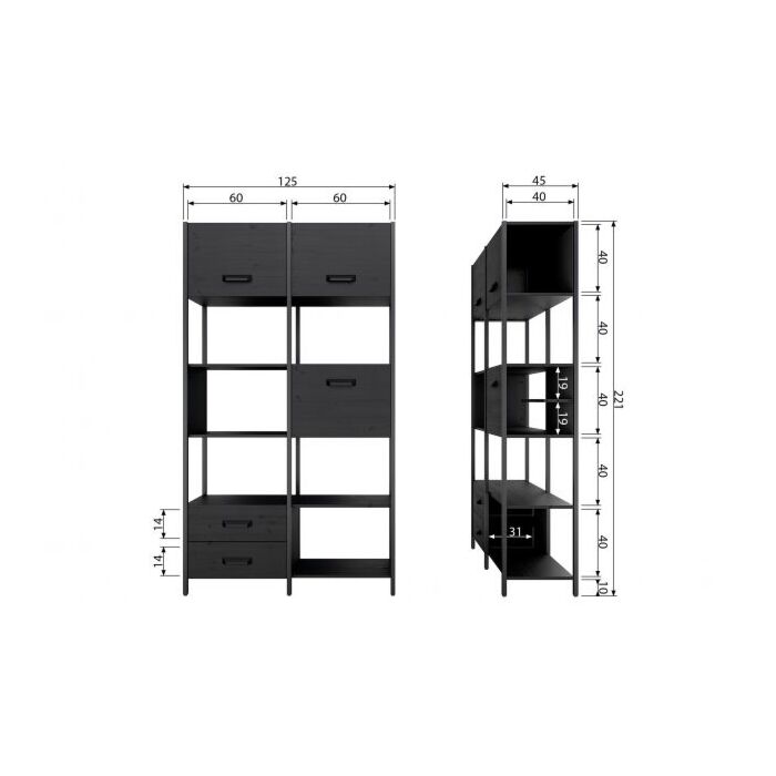 LEGACY VAKKENKAST HOUT/METAAL MATZWART [fsc]