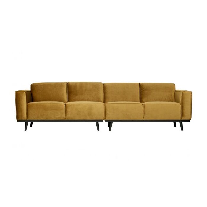 STATEMENT 4-ZITS BANK 280 CM FLUWEEL HONINGGEEL