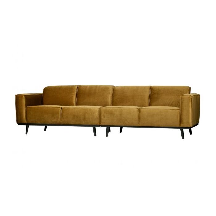 STATEMENT 4-ZITS BANK 280 CM FLUWEEL HONINGGEEL