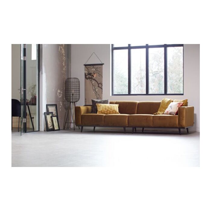 STATEMENT 4-ZITS BANK 280 CM FLUWEEL HONINGGEEL