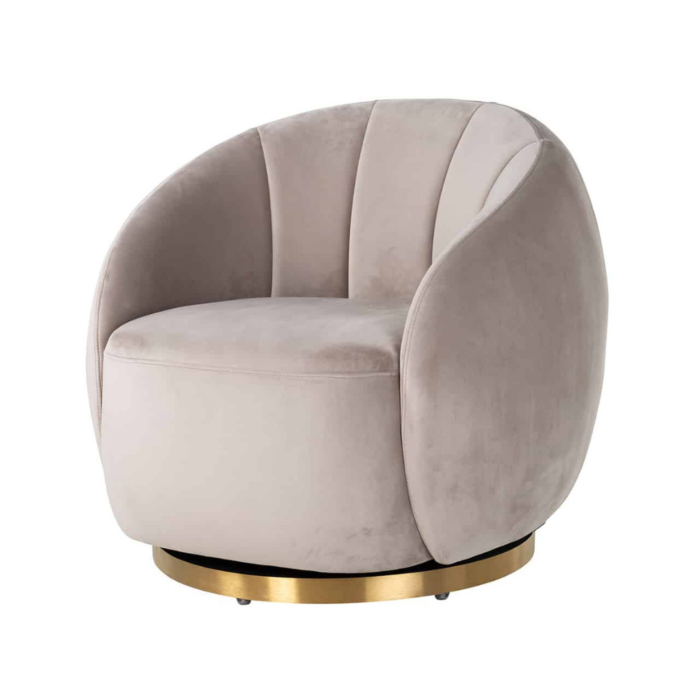 Draaifauteuil Jago khaki velvet / brushed gold