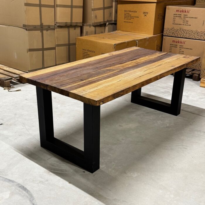 Rustieke Tafel Wagondelen Onder Eiken 190x95cm