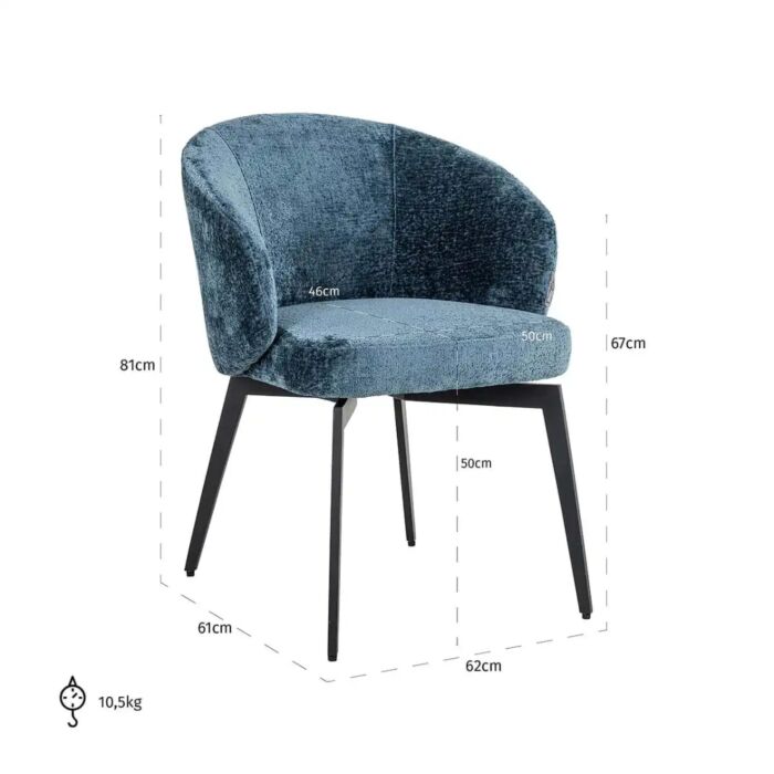 Stoel Amphara Blue Chenille Fire Retardant