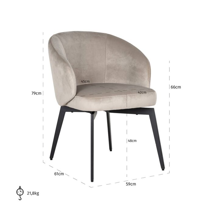 Stoel Amphara Khaki Velvet Fire Retardant
