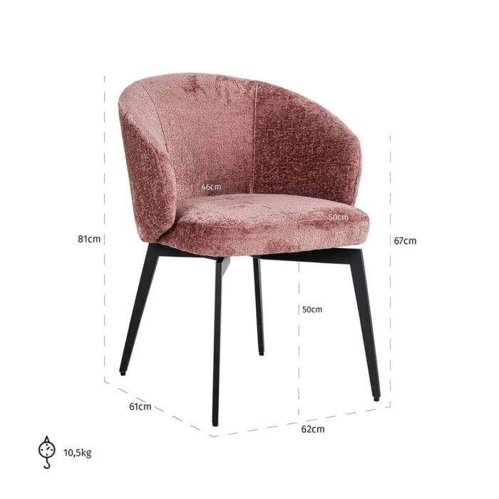 Stoel Amphara Rose Chenille Fire Retardant