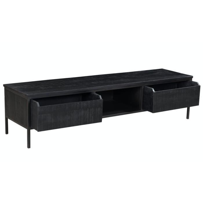 TV-meubel York Industrieel Hout Zwart 240cm