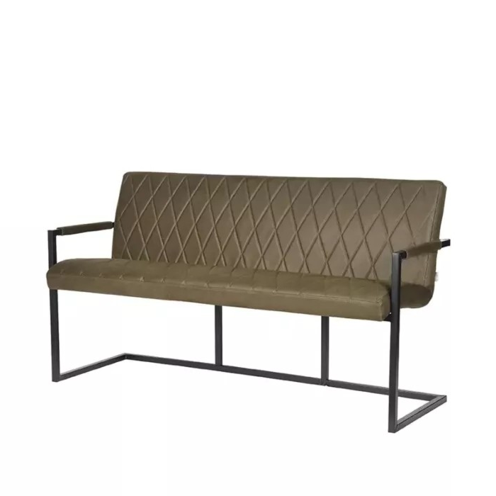 LABEL51 Eetkamerbank Denmark - Army green - Microfiber - 155 cm