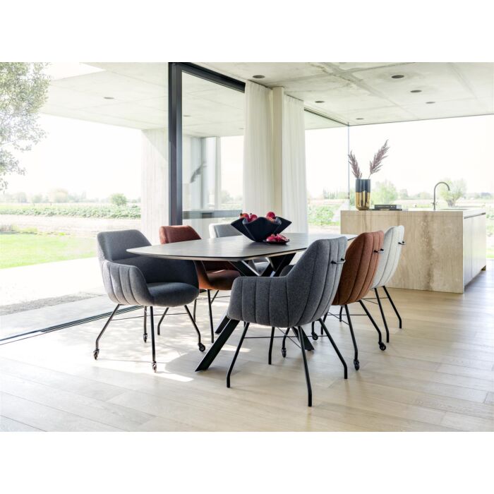 Uitschuiftafel Masura Ovaal 180(+60)x110 Cm Antraciet