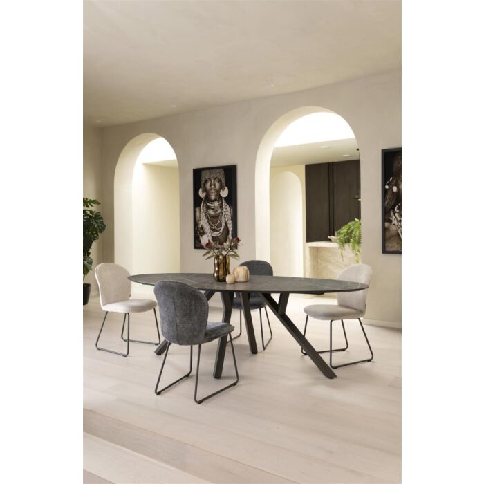 Eetkamertafel Minato Ellips 210x105 Cm Lichtgrijs