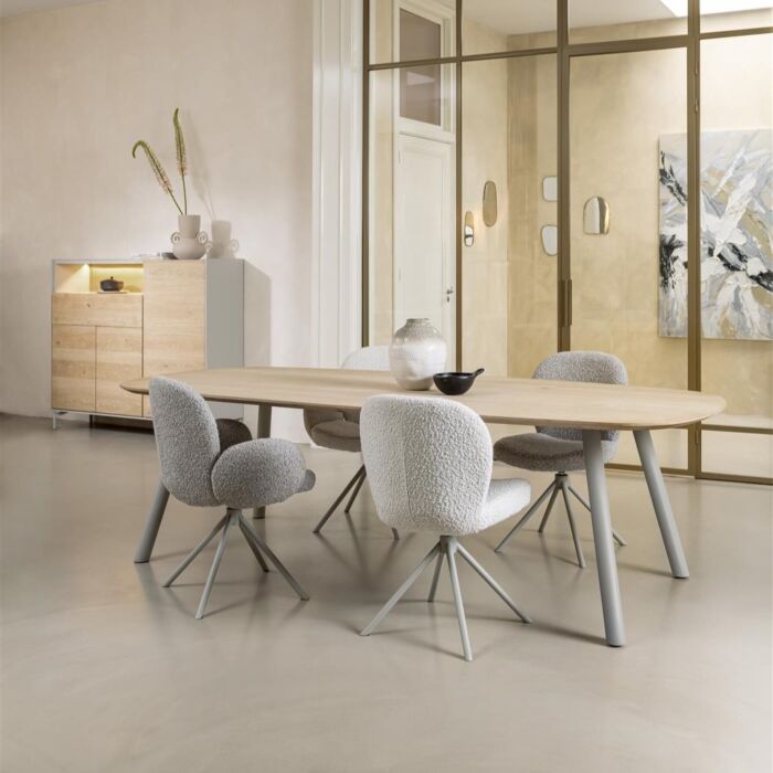 Eetkamertafel Niora Rechthoek 270x100 Cm Silk Grey Naturel