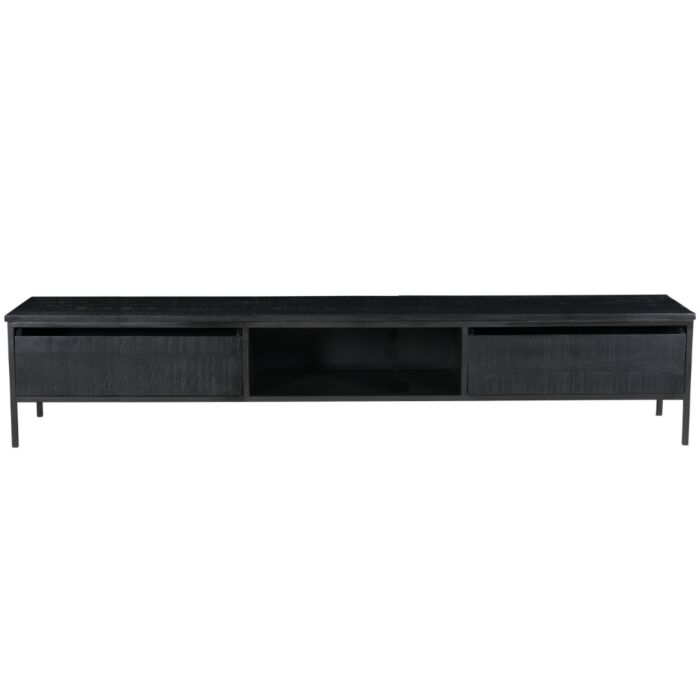 TV-meubel York Industrieel Hout Zwart 240cm