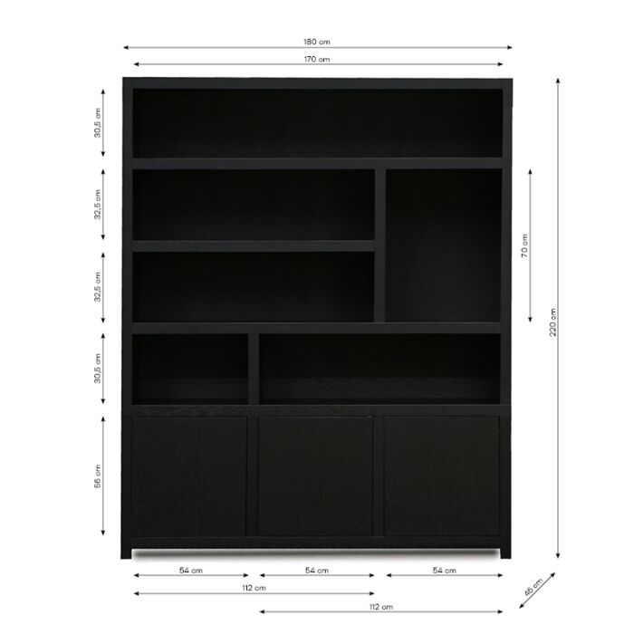 Boekenkast Diamond Taupe Breed 180cm Eiken