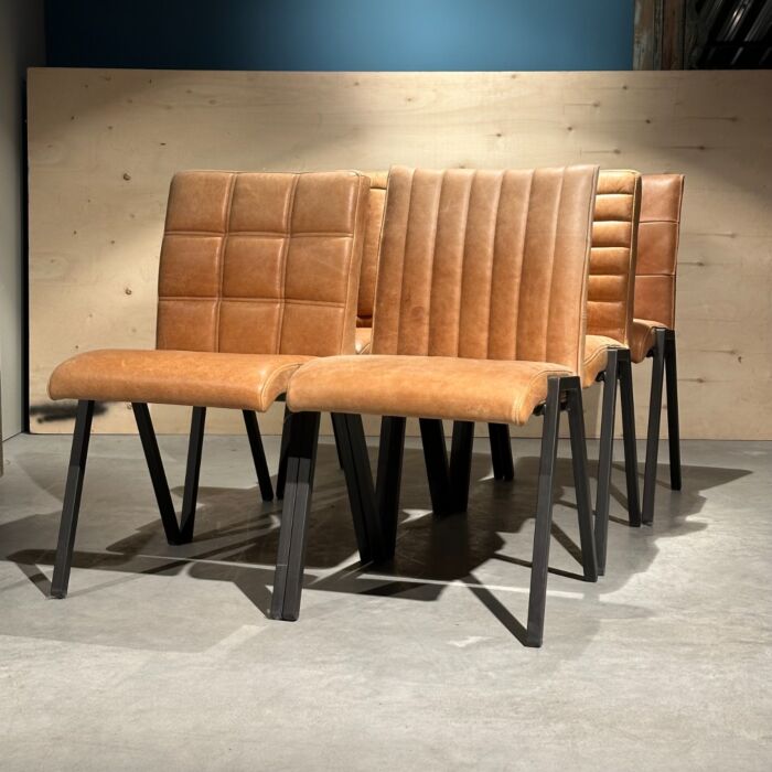 Moderne Eetkamerstoelen Cognac Set Van 6