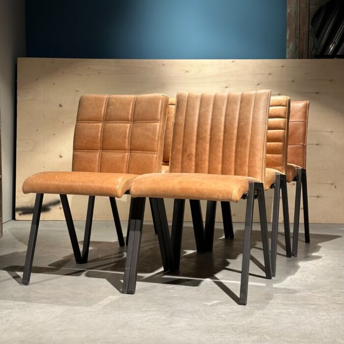 Moderne Eetkamerstoelen Cognac Set Van 6