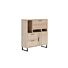 Pavie, Highboard 125 Cm - 1-Deur + 2-Laden + 1-Klep + 3-Niches (+ LED) - Natural