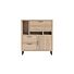 Pavie, Highboard 125 Cm - 1-Deur + 2-Laden + 1-Klep + 3-Niches (+ LED) - Natural