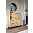 Pavie, Highboard 125 Cm - 1-Deur + 2-Laden + 1-Klep + 3-Niches (+ LED) - Natural